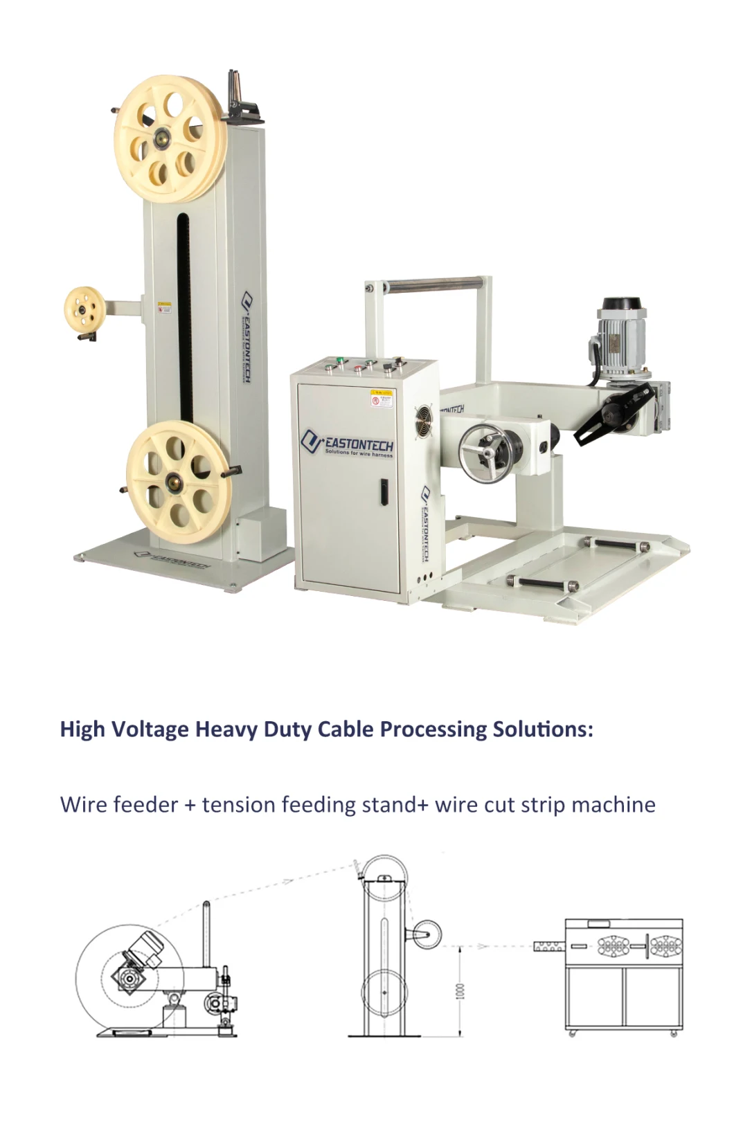 Eastontech Ew-1435 Big Weight Cable 1000kgs Automatic Spool Wire Pay off Machine Cable Wire Feeding Machine